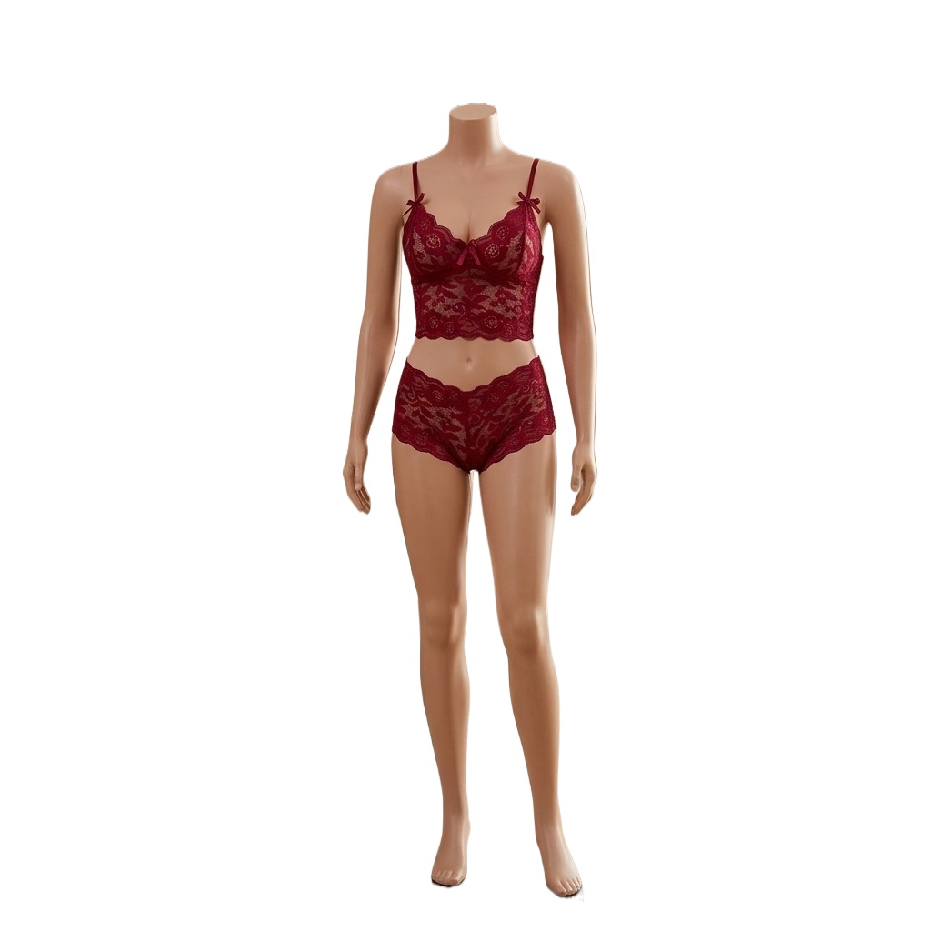 Lace Bralette Set - Ensemble de lingerie sexy noir en